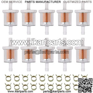 Physeed 10 Packs 1/4" Inline Fuel Filter Replacement for Kawasaki 49019-0027 Fuel Filter 40 Micron Small Engine Motorcycles Tractors Lawn Mowers Snowmobiles Garden Go Karts Generators