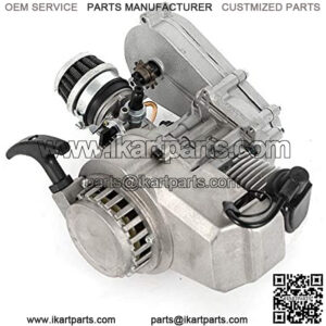 49CC 2 Stroke Aluminum Motor Engine Kit Mini Complete Gasoline Engine Motor With Carburetor Air Filter Gear Box for Most Air Cooled Mini Dirt Bikes Pocket Bike ATV or Scooter Quad