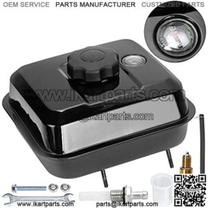 Upgrade Gas Fuel Tank with Fuel Level Gauge for Predator 212cc 196cc 6.5hp GX160 GX200 Baja Warrior MB165 MB200 Coleman CT200U BT200X KT196 Hammerhead 80T Go Kart Engine Mini Bike Parts Black