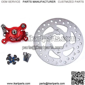 Red Rear Brake Caliper & 4.72" Disc Rotor Brake Replacement for MBX10 MBX11 Moto Rear Mini Bike 47cc 49cc Pocket Bike Goped Scooter Go-Kart Bicycle motorcycle Disc EBikes Mountain Bike and Sports Bike