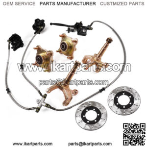 Front 4 Stud Wheel Hub+ Steering Knuckle+Brake Caliper+ Rotor Go Kart Quad ATV