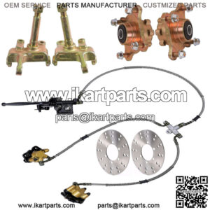 Front Steering Spindle+4 Stud Wheel Hub +Brake Caliper Quad Big Bull Go Kart ATV