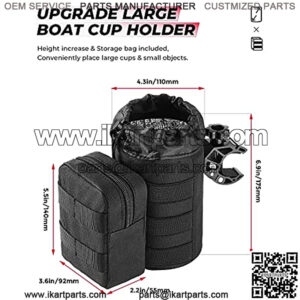 Large Boat Cup Holder, Oxford Fabric Drink Cup Can Holder with Upgrade Alligator Clamp for UTV, ATV, Scooter, Marine Boat, Wheelchair, Walker, Golf Cart, Stroller