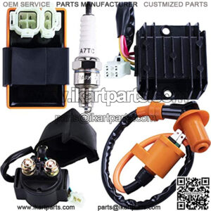CNCMOTOK High Performance Racing GY6 Ignition Coil Voltage Regulator Rectifier Solenoid Relay 6 Pin AC CDI Spark Plug Kit for 50cc 125cc 150cc ATV Quad Go Kart Moped Scooter,$18.41
