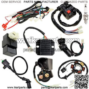 Complete electrics all wiring harness wire loom assembly CDI Ignition Coil Rectifier Switch for GY6 4-Stroke Engine Type 125cc 150cc Moped Scooter ATV Quad Go Kart