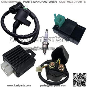 Relay CDI Ignition Coil 5 Pin Regulator Rectifier Spark plug for CG 49cc 50cc 70cc 90cc 110cc 125cc ATV Chinese Go kart Dirt bike for TaoTao for SUNL for Roketa for Jonway for Kazuma