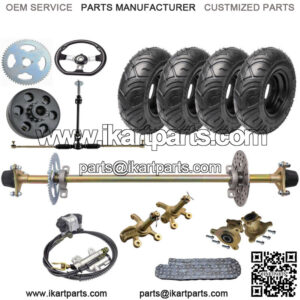 29" Go Kart Rear Axle Kit Wheels Sprocket Hub Front Steering Assembly DIY Parts