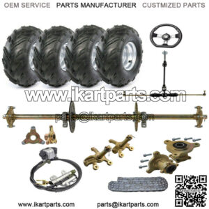 32" Rear Axle Kit Complete Wheels Front Steering Wheel Assembly for Go kart ATV