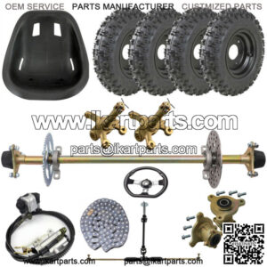 29" ATV Quad Go Kart Rear Live Axle Kit Sprocket Disc Hub Front Steering Wheels