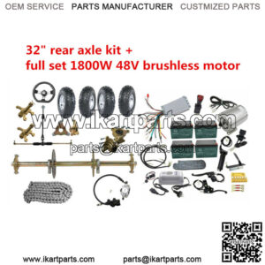 32" Go Kart Rear Axle Kit 6" Wheels 1800W 48V Electric Motor Kit Trike Quad ATV