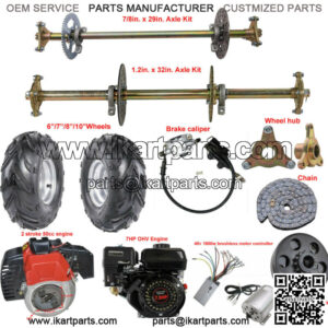 Go Kart Rear Live Axle Kit Brake Caliper Hub Sprocket Rear End Parts Golf Cart