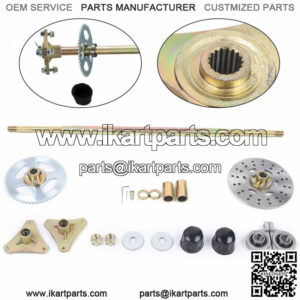 740mm Go Kart Rear Axle Kit Wheel Hub Sprocket Brake Disc For Drift Trike Quad