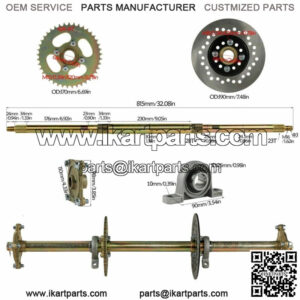 32 Inches Rear Axle Kit Spline Teeth 24T 28T For DHZ LEI  Atv Quads Go Karts US