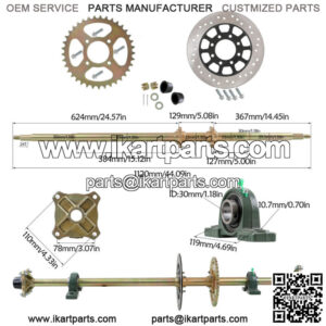 44" ATV Quad Go Kart Rear Live Axle Kit Sprocket Brake Disc Wheel Hub Golf Cart