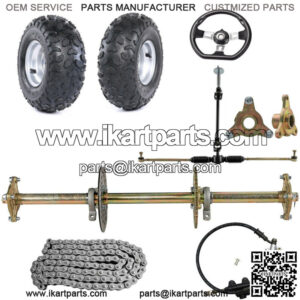 32" Go Kart Rear Axle Kit 6" Wheels Steering Tie Rod Rack Assembly Quad Trike