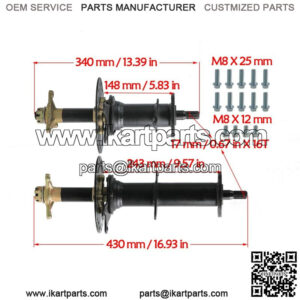 760mm Differential Rear Axle Kit + Hubs Disc Brake Drive Shaft Go Kart Buggy ATV